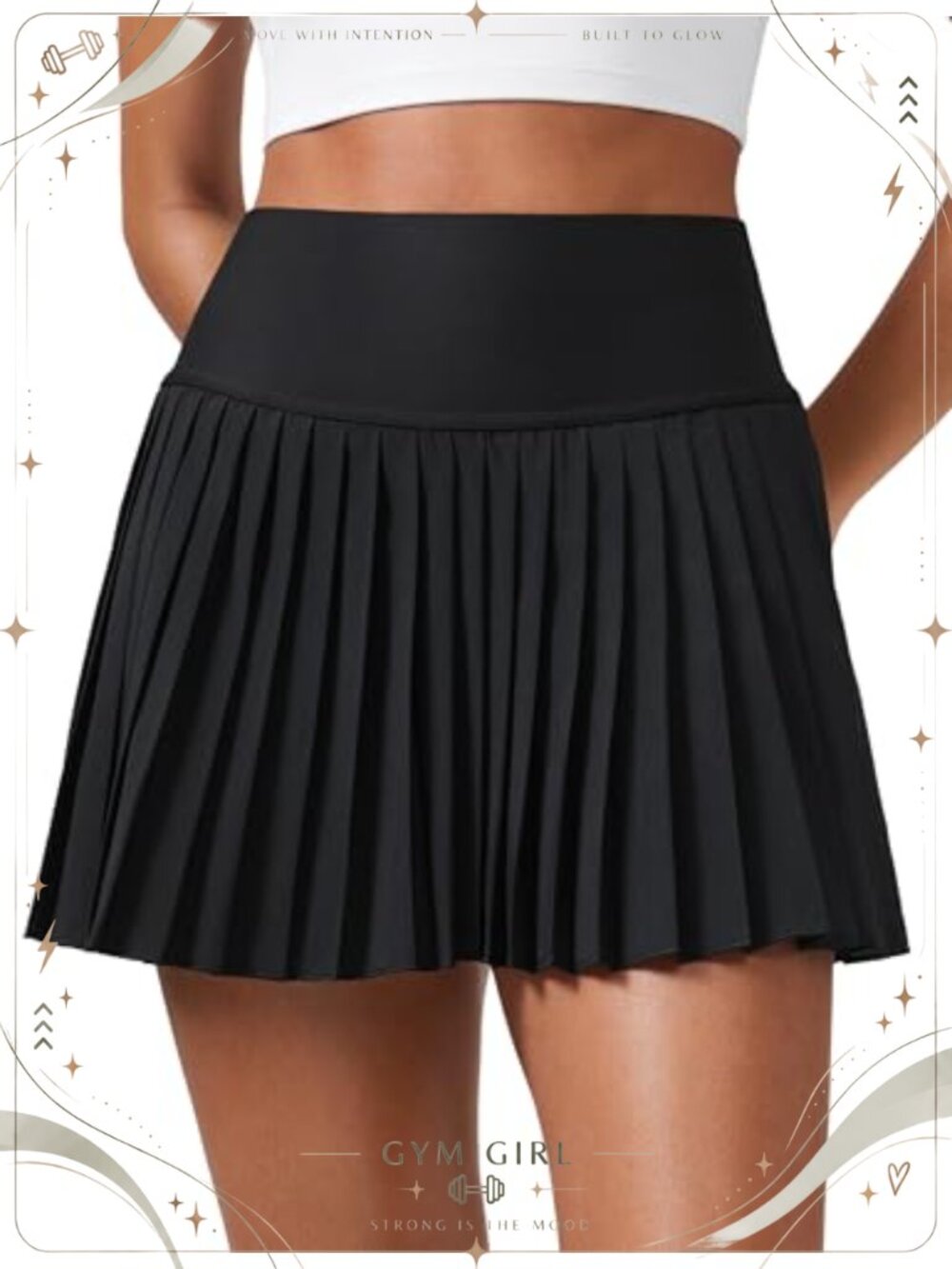 High Waisted Pleated Tennis Skirt with Built-in Shorts & Pockets